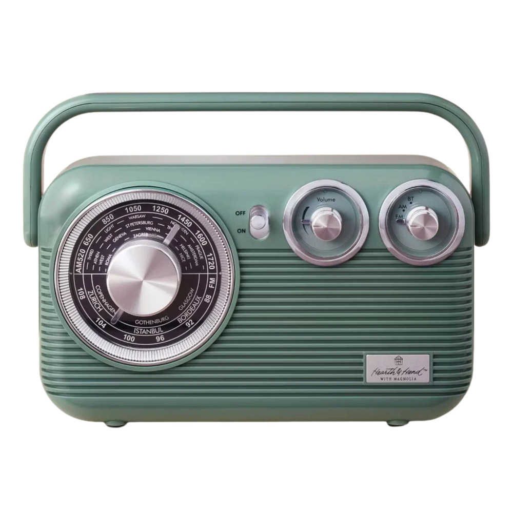 Retro Portable AM/FM Bluetooth Radio Green - Hearth & Hand with Magnolia NEW